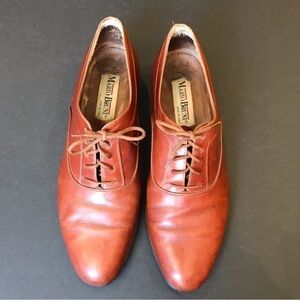 Mario Bruni Made in Italy Lace-Up Brown Leather Oxford Shoes, Size 9.5
